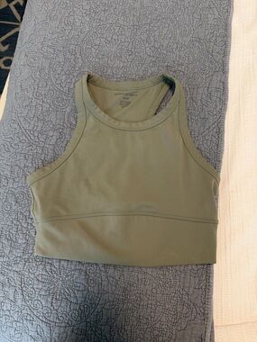 Olive Green Sports Bra Crop Tank - Medium Support